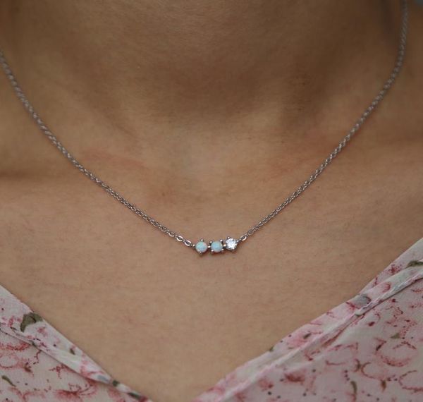 

delicate trendy couple opals paved cz choker necklaces 925 genuine silver collar necklace pendants women short chockers collar3087457
