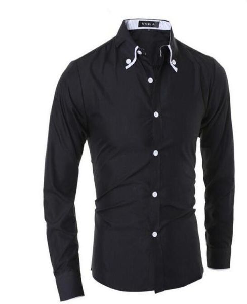

new brand male shirts casual turndown collar long sleeve shirt men casual slim fit design fancy shirts men6794293, White;black