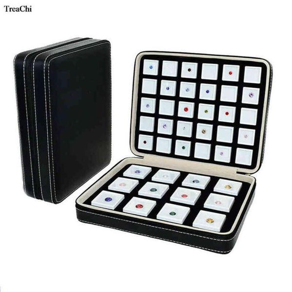 

jewelry boxes pu leather gem portable insert square gemstone travel zi j220823220b3569418, Black;white