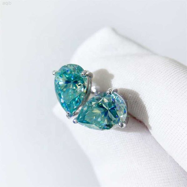 

green moissanite diamonds earring women stud pear moissanite earrings, Golden