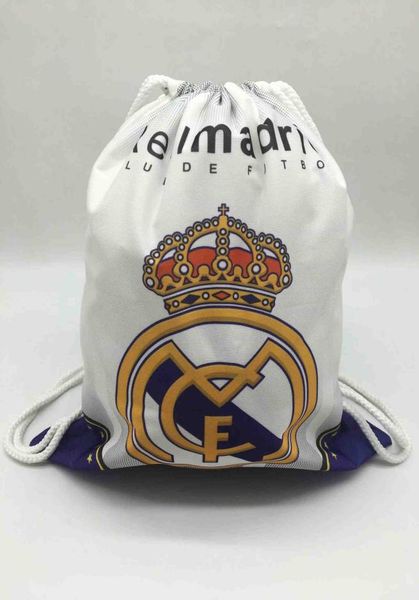 

real madrid fans soccer shoes drawstring outdoor bags football training design storage backpack canvas school bag toys receivedbe7291180