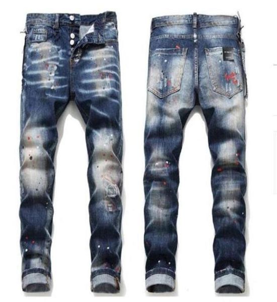 

sell 2021 new mens badge rips stretch designer jeans distressed ripped biker slim fit washed motorcycle denim men s hip hop fa5774043, Blue