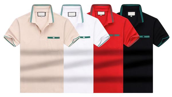 

business r polo shirts men luxury polos casual mens t shirt snake bee letter print embroidery fashion high street high-quality man tee loose, White;black