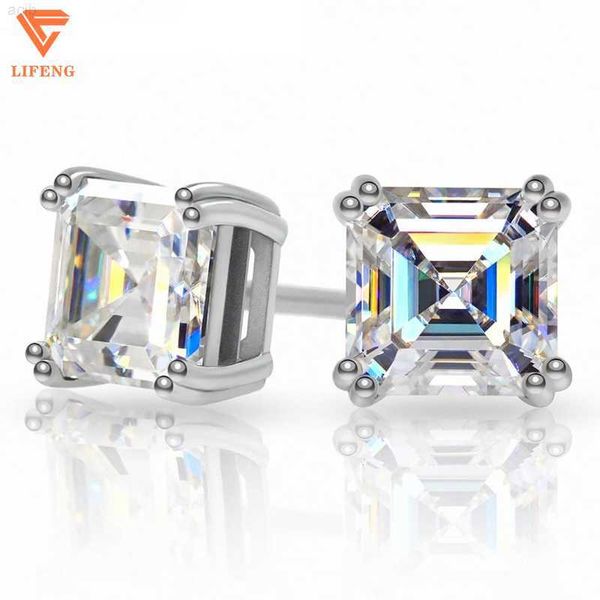 

new design fashion jewelry 1ct d vvs asscher moissanite stud earrings 18k white gold plated 925 silver earrings women luxury, Golden