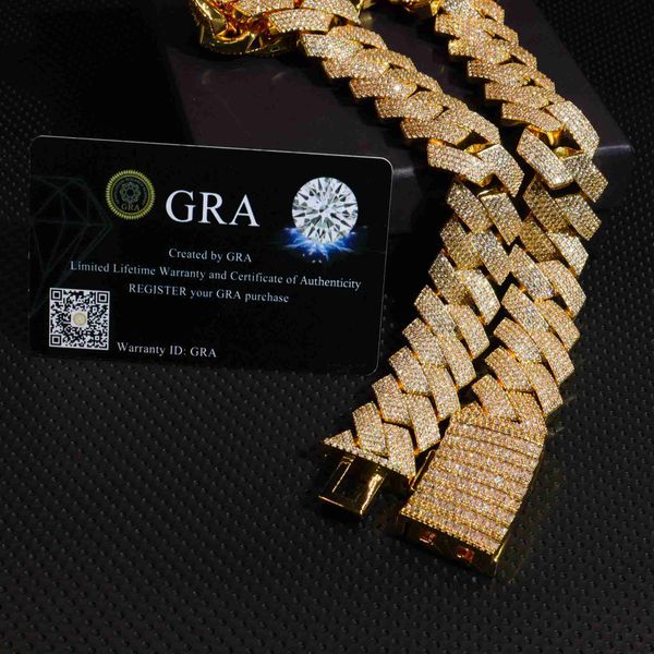 

new fashion 22mm cz fine jewelry necklace gift gold plated 5a zircon cuban link chain for women men, Silver