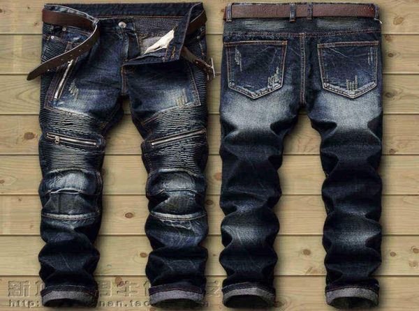 

men039s jeans drop fashion new biker jeans men039s distressed stretch ripped hip hop slim fit hos punk denim cotton 7490156, Blue