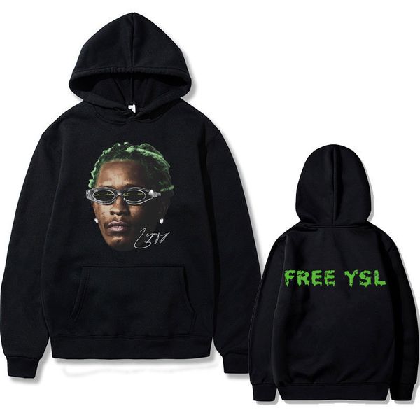 

men's hoodies sweatshirts rapper concert young thug thugger slime season hoodie green rare hip hop print mens rap clothes men oversized, Black