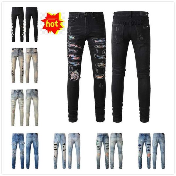 

2023 new arrivals amirly mens luxury designer denim jeans holes trousers jean coolguy biker pants man clothing #019, Blue