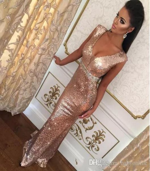 

sparkly rose gold mermaid evening dresses long sequins prom gowns open back party dresses evening wear crystals women formal dress4336422, Black