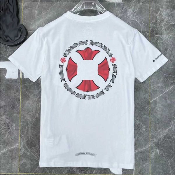 

men's fashion luxury t shirts brand ch t-shirts designers men women tees horseshoe sanskrit cross print classics cotton t-shirt loose, White;black