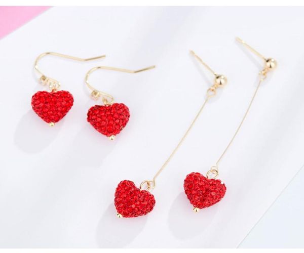 

long tassel dangle chandelier korean style supere little heart peach chinese red earrings simple fashion pearl earring flash exqui8301705, Silver