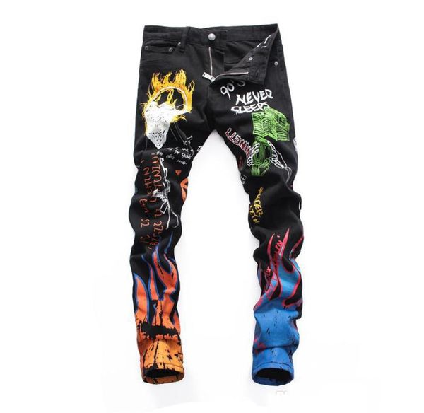

mens distress ripped skinny jeans designer slim fit denim destroyed denim hip hop pants for men good quality3277917, Blue
