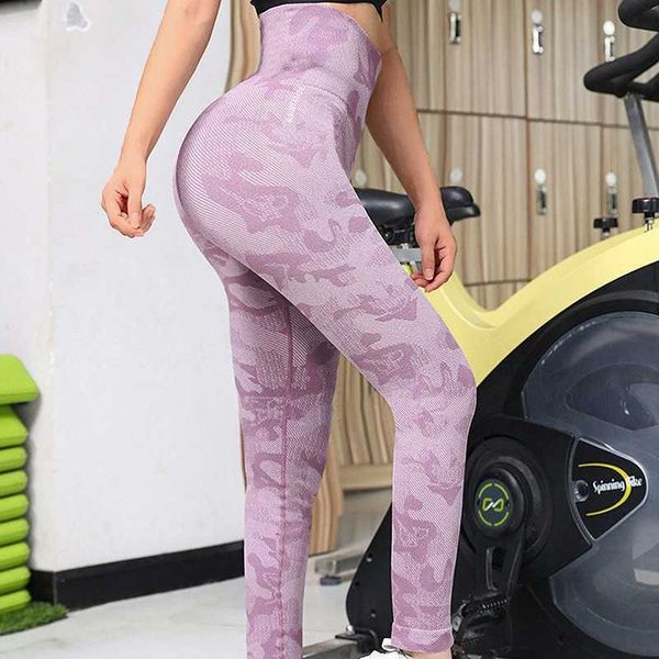 

new seamless camouflage legging women high waisted sports tights camo fitness yoga leggings push up scrunch butt pants, Black
