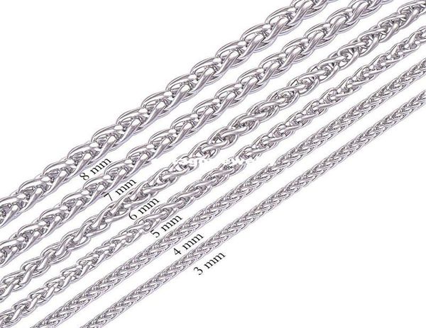 

width 30mm40mm50mm60mm70mm80mm 316l stainless steel mens necklace chain knitting rope flower basket chain 18quo5517385, Silver