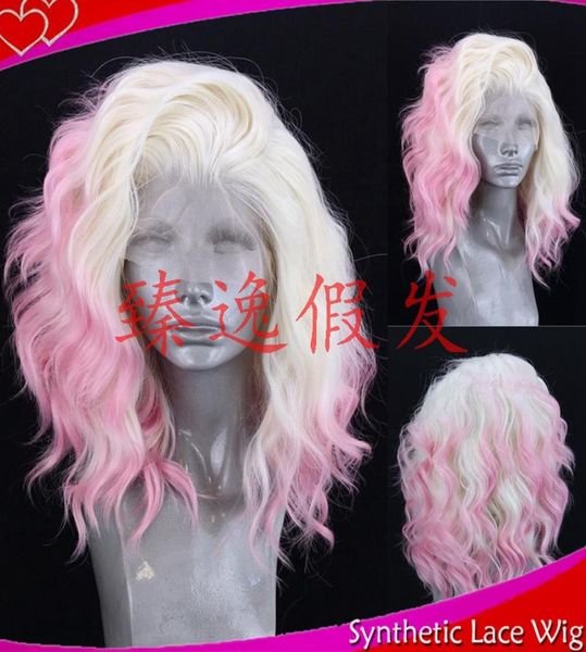 

mhazel high temperature fiber 613blondepink synthetic front lace wigs long loose wave copper red peruca human hair wigs for blac6647509, Black