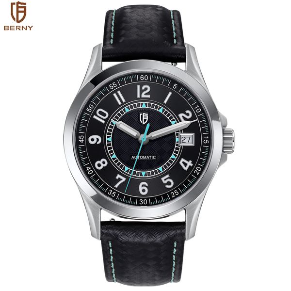 

other watches berny supper luminous mechanical men watch 10atm waterproof calendar sapphire wristwatch high precision st2130 movement 230804, Slivery;black