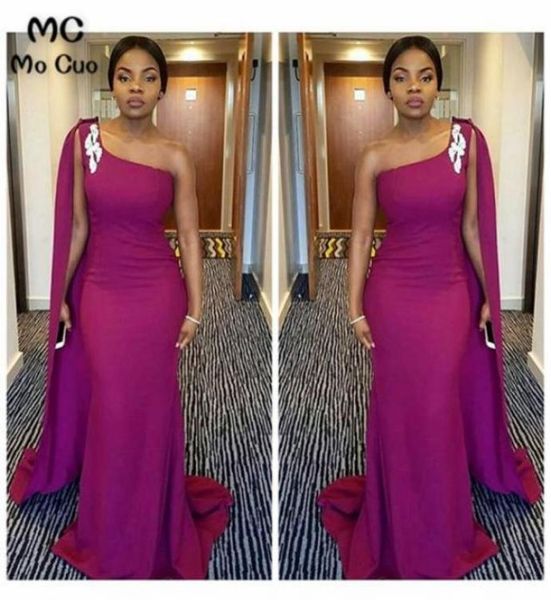 

2021 one shoulder african mermaid bridesmaid dresses long elastic satin prom gowns evening dress plus size custom made sleeveless 7829210, White;pink