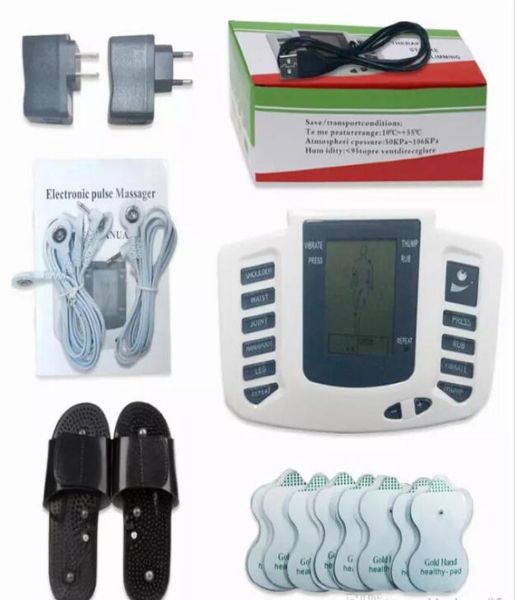 

electrical stimulator full body relax muscle digital massager pulse tens acupuncture with therapy slipper 16 pcs electrode pads fr5244562