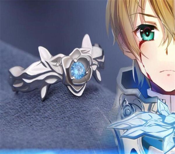

anime cartoon alicization eugeo blue rose ring s925 zircon adjustable jewelry sword halloween cosplay ring christmas gift252d4021506, Silver