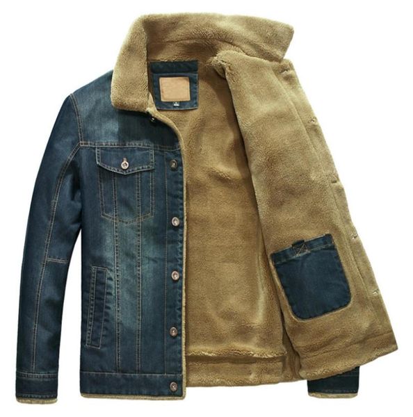 

new mens winter jeans jacket denim blue cowboy coats plus velvet liner thick warm bomber outerwear9333137, Black;brown
