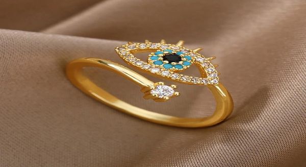 

lucky turkey blue evil eye band rings ladies open adjustable stainless steel rings 2022 trend wedding couple jewelry gift ab7366728685, Silver