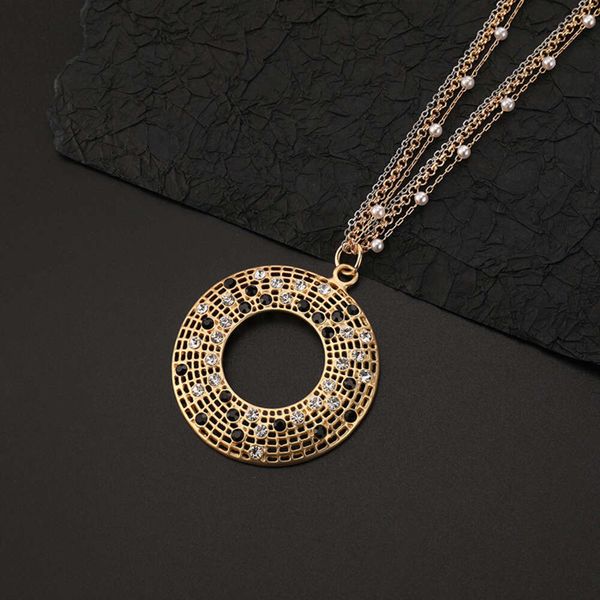 

designer women's necklace high fashion long necklace ring versatile pendant, Silver