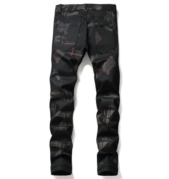 

2020 new digital printed black pants autumn winter men039s slim flower print pants hip hop style fashion stretch casual trouser4082533, Blue
