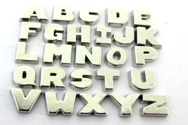 

whole 260pcslot silver color plain alphabet letter a z floating locket charms beads fit for diy glass living memory locket3807095, Bronze;silver