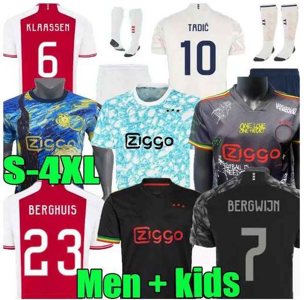 

21 22 23 24 tadic bob marley ajaxs soccer jerseys 2023 2024 football shirt home kudus antony blind haller neres men kids kit third set unifo, Black;yellow