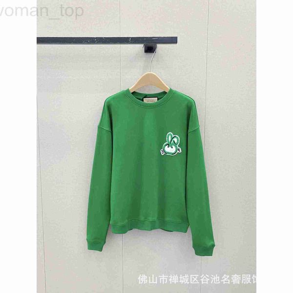 

women's t-shirt designer 2023 early spring new g family cartoon rabbit embroidery sticker letter loose round neck pullover sweater 44ot, White