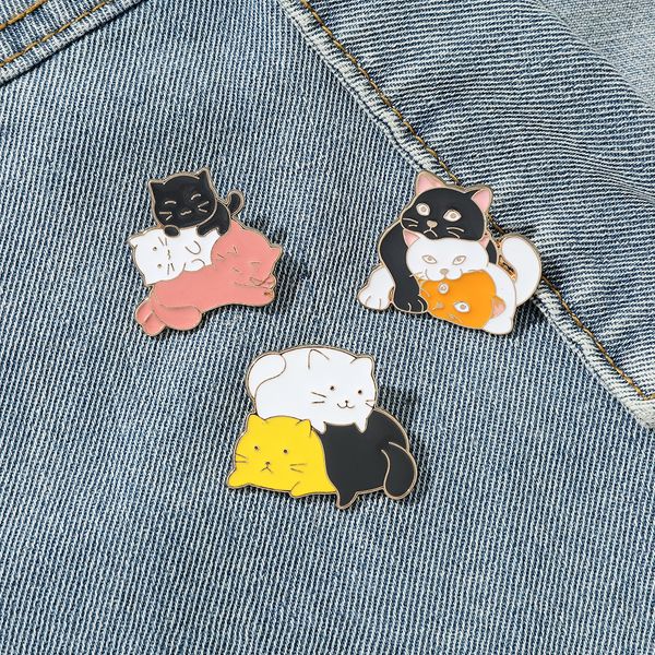 

cat friends brooch cute anime movies games hard enamel pins collect cartoon brooch backpack hat bag collar lapel badges, Blue