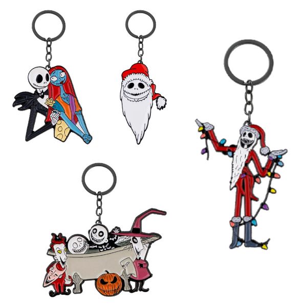 

anime halloween christmas skull ghost drip oil metal ball bell keychain key ring accesssory, Blue