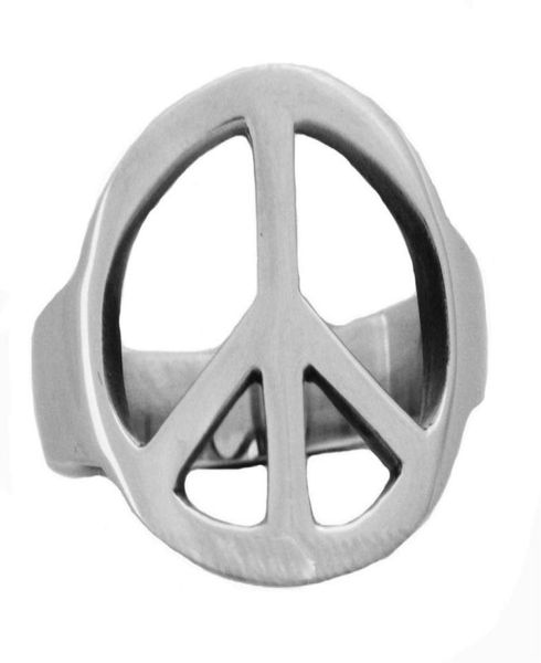 

fanssteel stainless steel mens or womens jewelry peace sign plain ring signet ring gift for borthers or sisters 12w77335u65291063831712, Silver