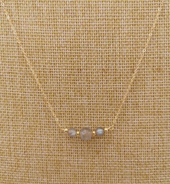 

labradorite moonstone necklace round natural stone 14k gold filled choker charms pendants boho women gift collier femme chains5269874, Silver