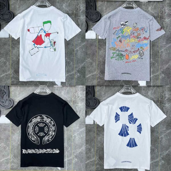 

luxury fashion men's t shirts brandch t-shirts designers men women tees horseshoe sanskrit cross print classics cotton t-shirt loose s, White;black