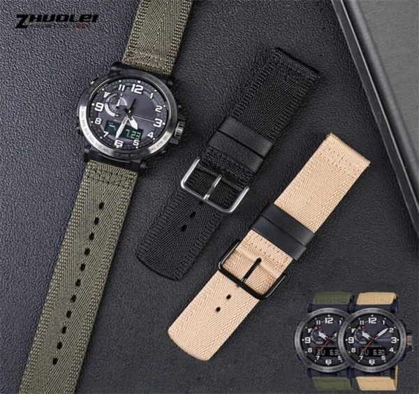 

for casio prg600yb prg650 prw6600 ga2000 nylon strap waterproof wristwatch band bracelet nylon watch band longer strap 24mm 2203268335, Black;brown