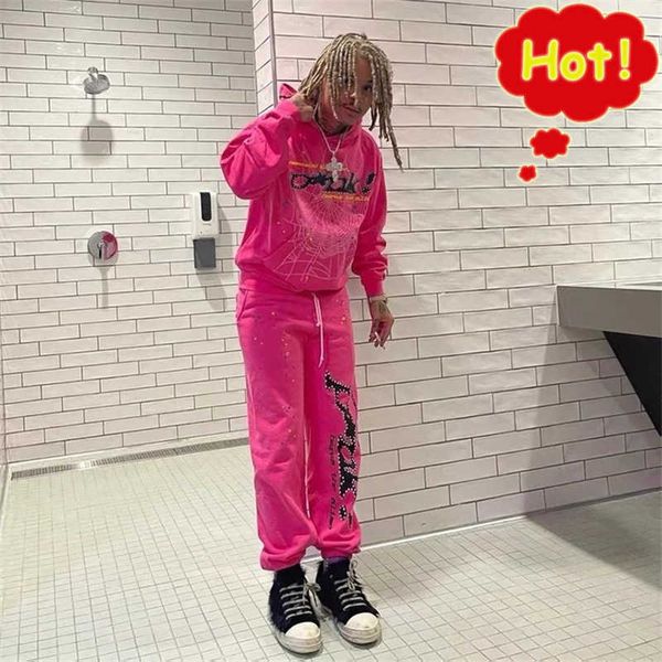 

spider pink sp5der hoodies young sweatshirts streetwear thug 555555 angel hoody men women 11 web pullover fast wayw5t3, Black
