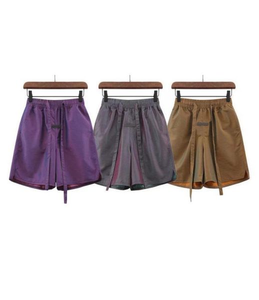 

2022 hip hop men women reflective short pant nylon drawstring beach pants womens mens sportwear 6th shorts sport elastic waist loo1235958, White;black