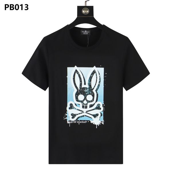 

psycho bunny mens fashion t shirt trendy letter animal print casual t shirt skull rabbit summer short sleeve breathable couple round neck to, White;black