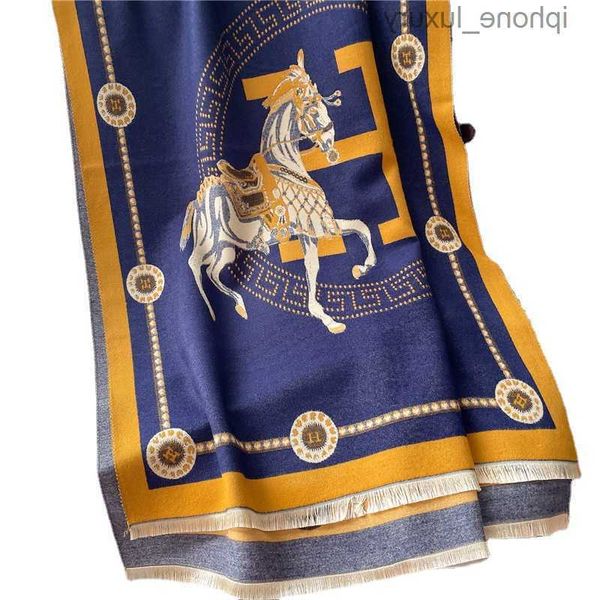 

new h cashmere scarf women's winter warm long thickened carriage shawl scarfs shawls g8z7, Blue;gray