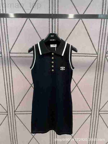 

basic & casual dresses designer ce home 23 summer new letter embroidery decoration gold button polo short sleeve dress fashionable sweet sty, Black;gray