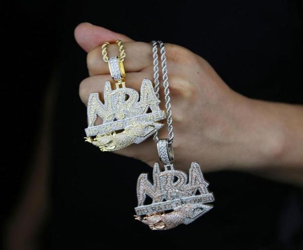 

chains 2021 hip hop micro pave cubic zircon letters no rats allowed pendant luxury copper iced out bling nra necklace for mens jew4302428, Silver
