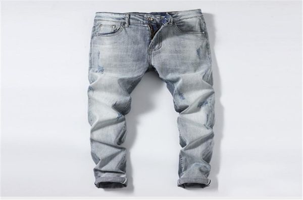 

21ss spring new european and american women039s fashion stitching denim print mid waist pants2513743, Blue