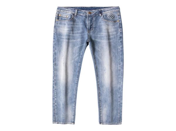 

cotton straight elastic business jeans classic style denim male fashion brands men trousers5459183, Blue