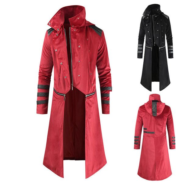 

men's trench coats 2023 youth fashion versatile winter coat long slim fit simple personality large standing neck windbreaker 230804, Tan;black