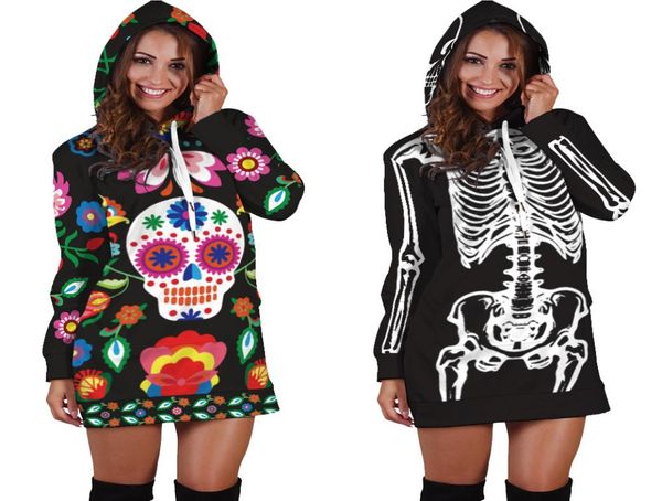 

2019 new skulls pullover jacket 3d digital printing female hoodies slim trend simple wild longsleeved hoodie sweater women3367506, Black