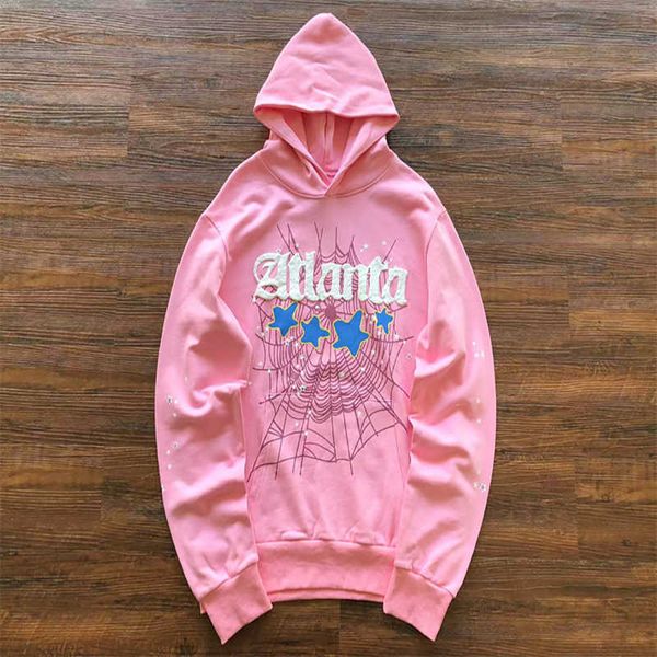 

555555 pan hooded atlanta pink spider autumn and winter street sweater, Black