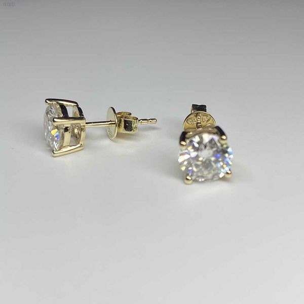 

hq gems real gold 14k yellow gold stud earring women 1carat moissanite diamond earring, Silver
