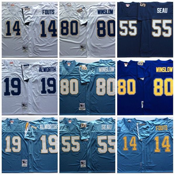 

ncaa 75th vintage 55 junior seau jerseys stitched 14 dan fouts 19 lance alworth 80 kellen winslow football jersey college blue white mitchel, Black;red