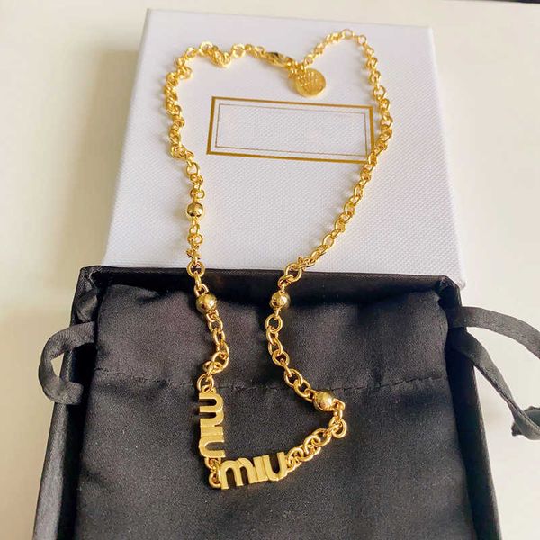 

miss miao 23 spring/summer new metal light luxury miu letter necklace small fragrant wind network red same high edition, Silver